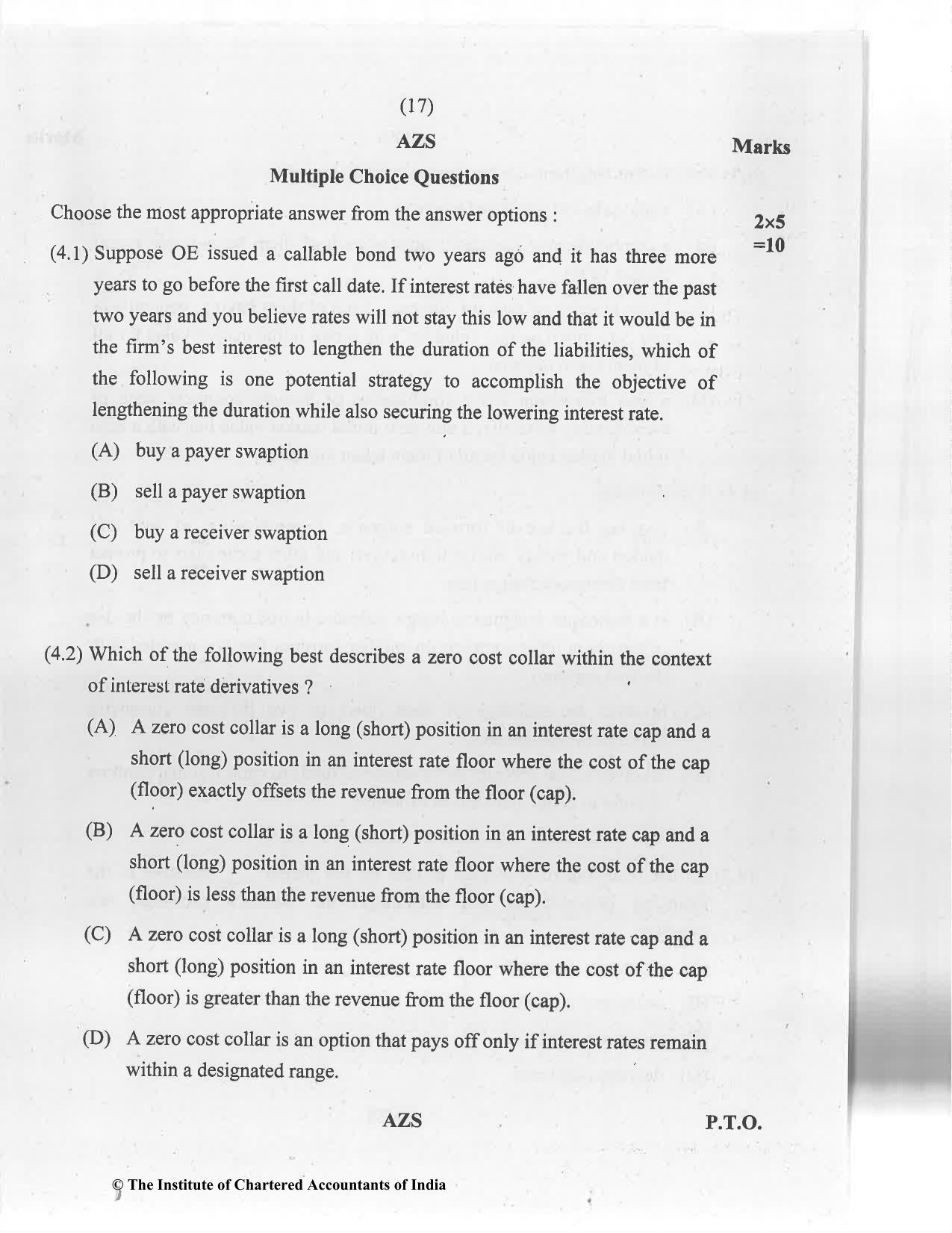 CA Final Jan 2021 Question Paper - Paper 6A – Risk Management - Page 17
