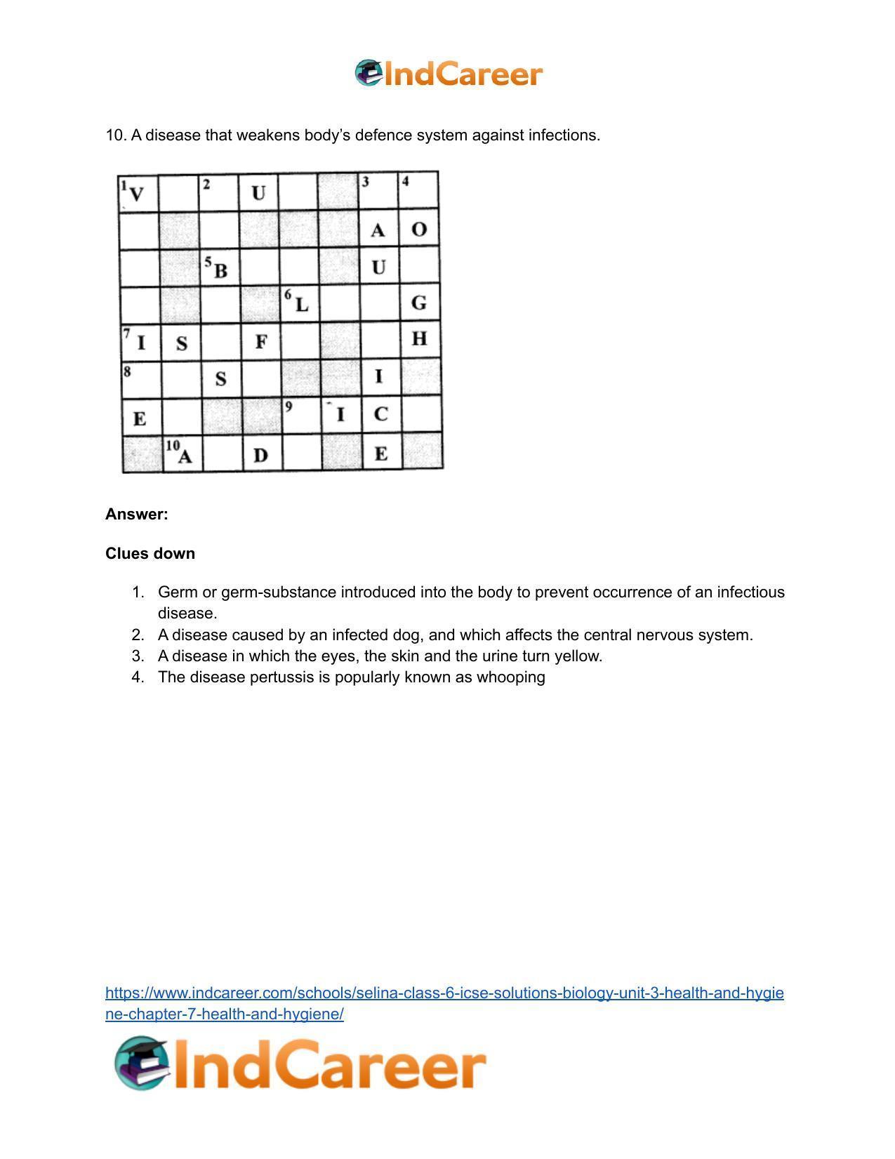 Selina Class 6 ICSE Solutions Biology (Unit 3) - Health and Hygiene: Chapter 7- Health and Hygiene - Page 11