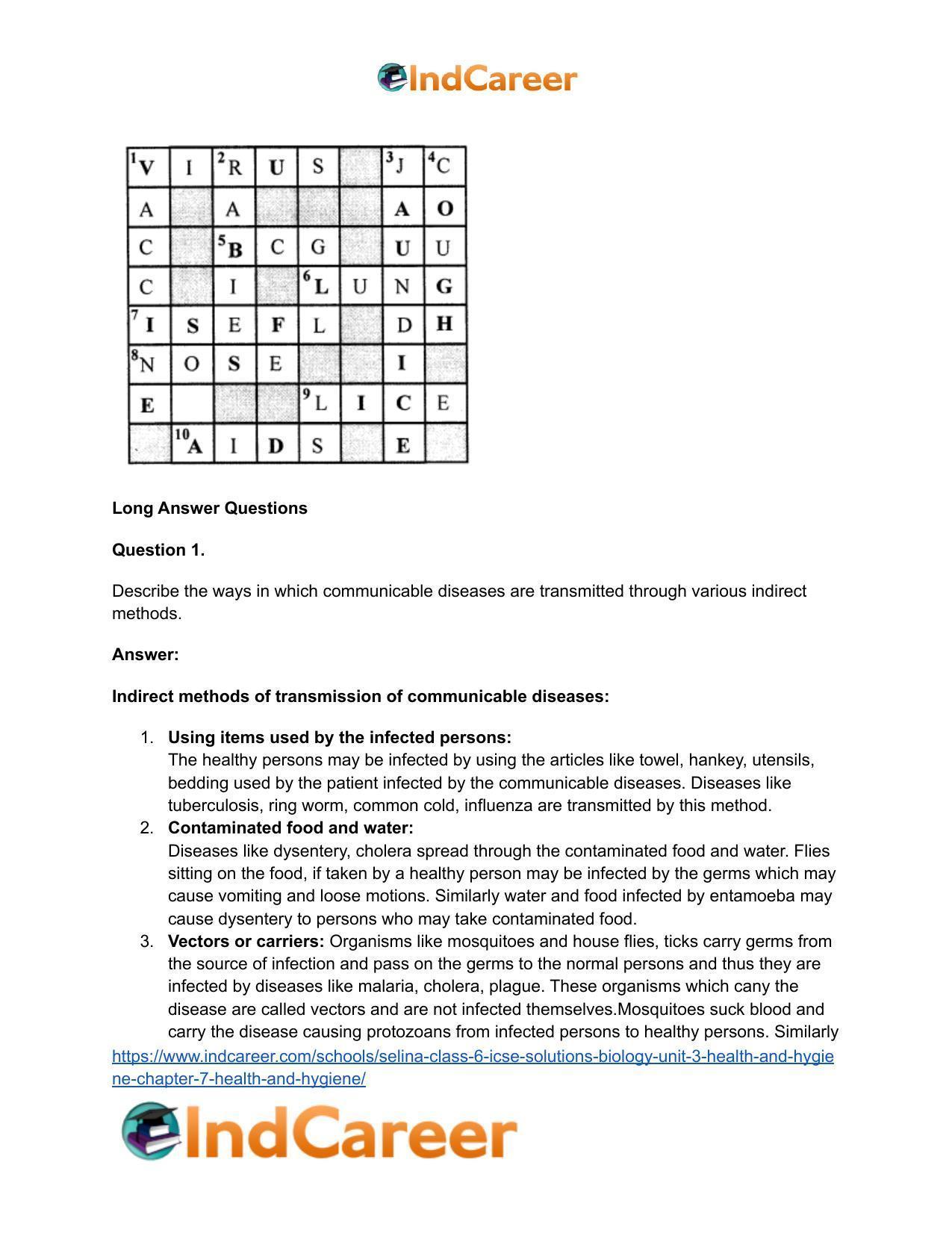 Selina Class 6 ICSE Solutions Biology (Unit 3) - Health and Hygiene: Chapter 7- Health and Hygiene - Page 12