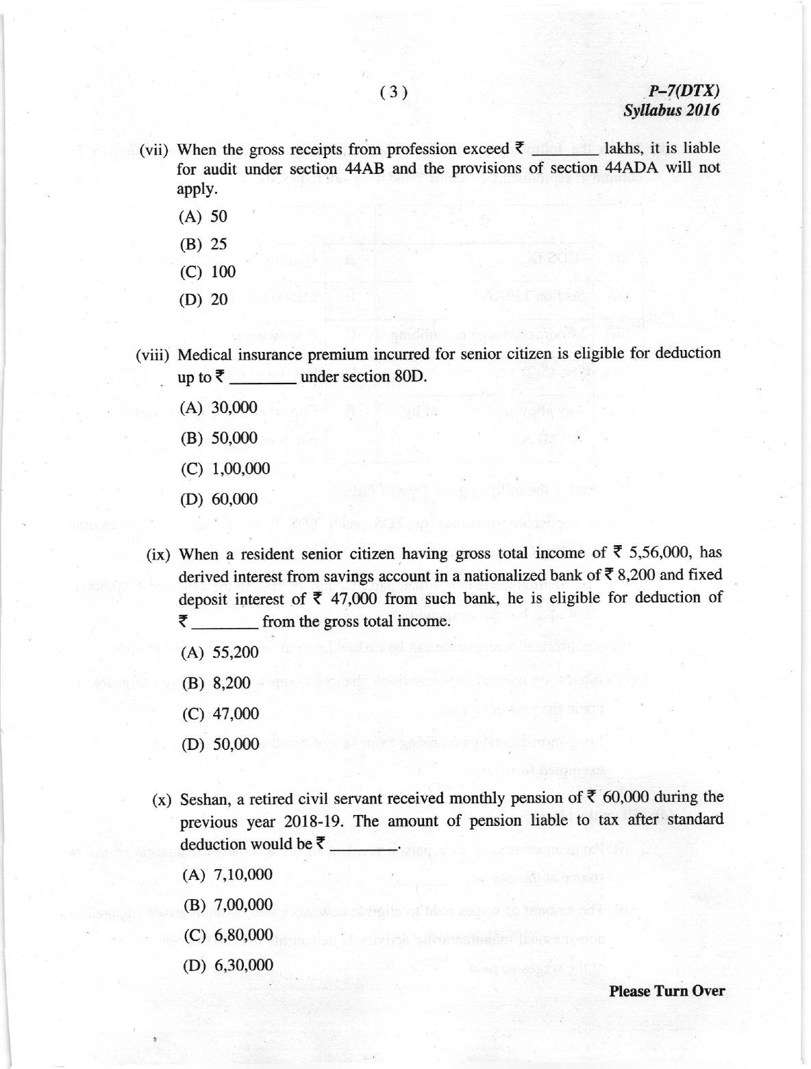 ICMAI June 2019 Direct Taxation Question Paper  - Page 3