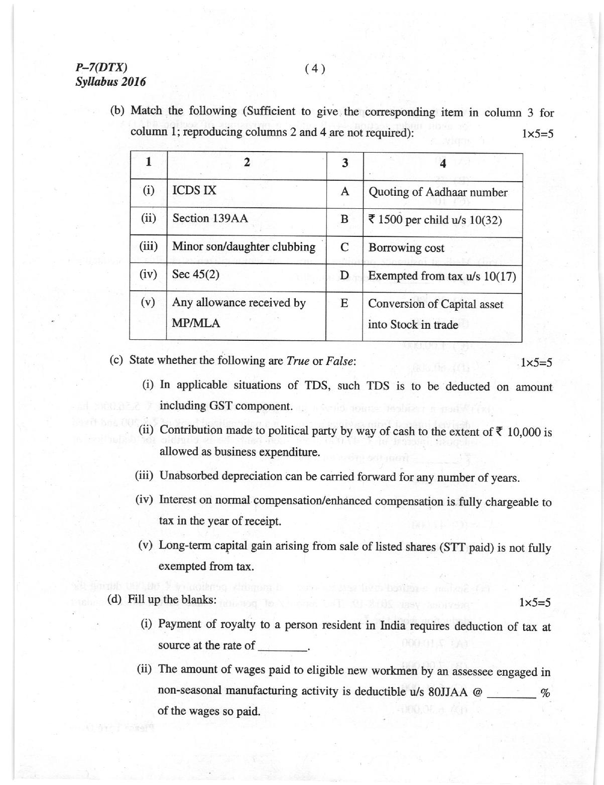 ICMAI June 2019 Direct Taxation Question Paper  - Page 4