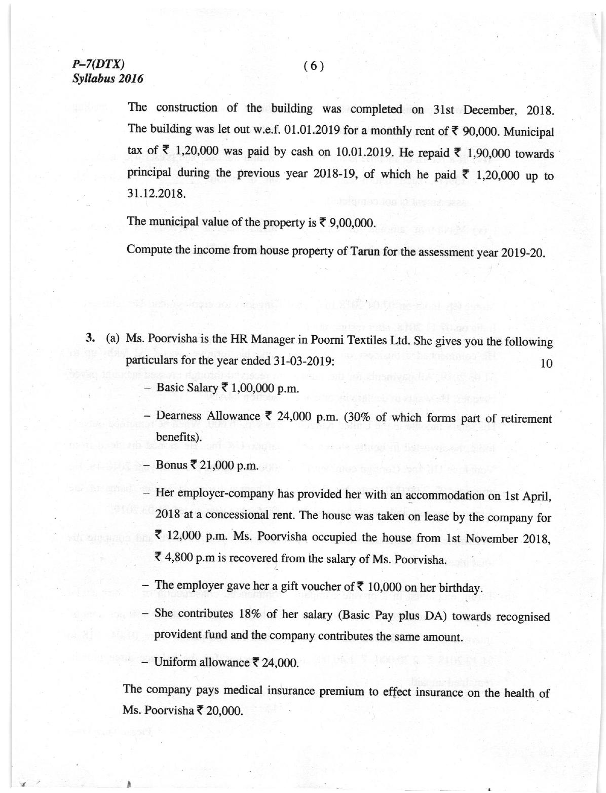 ICMAI June 2019 Direct Taxation Question Paper  - Page 6