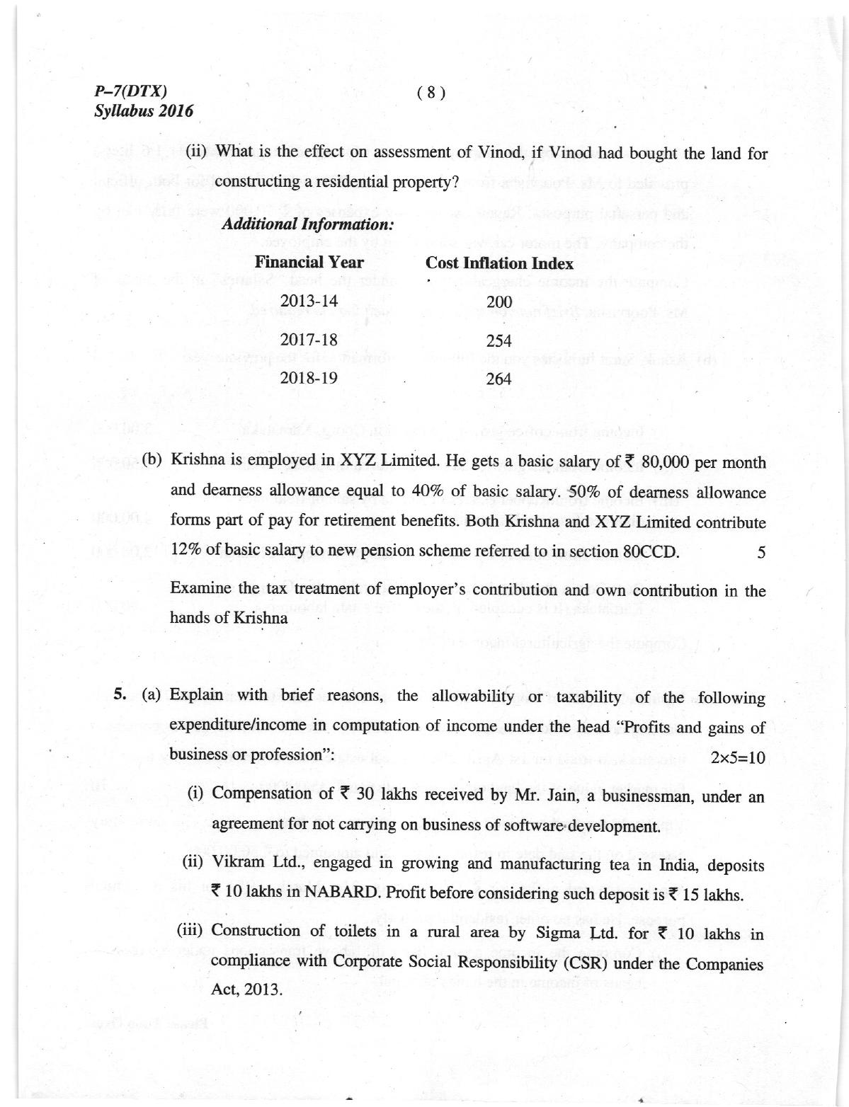 ICMAI June 2019 Direct Taxation Question Paper  - Page 8