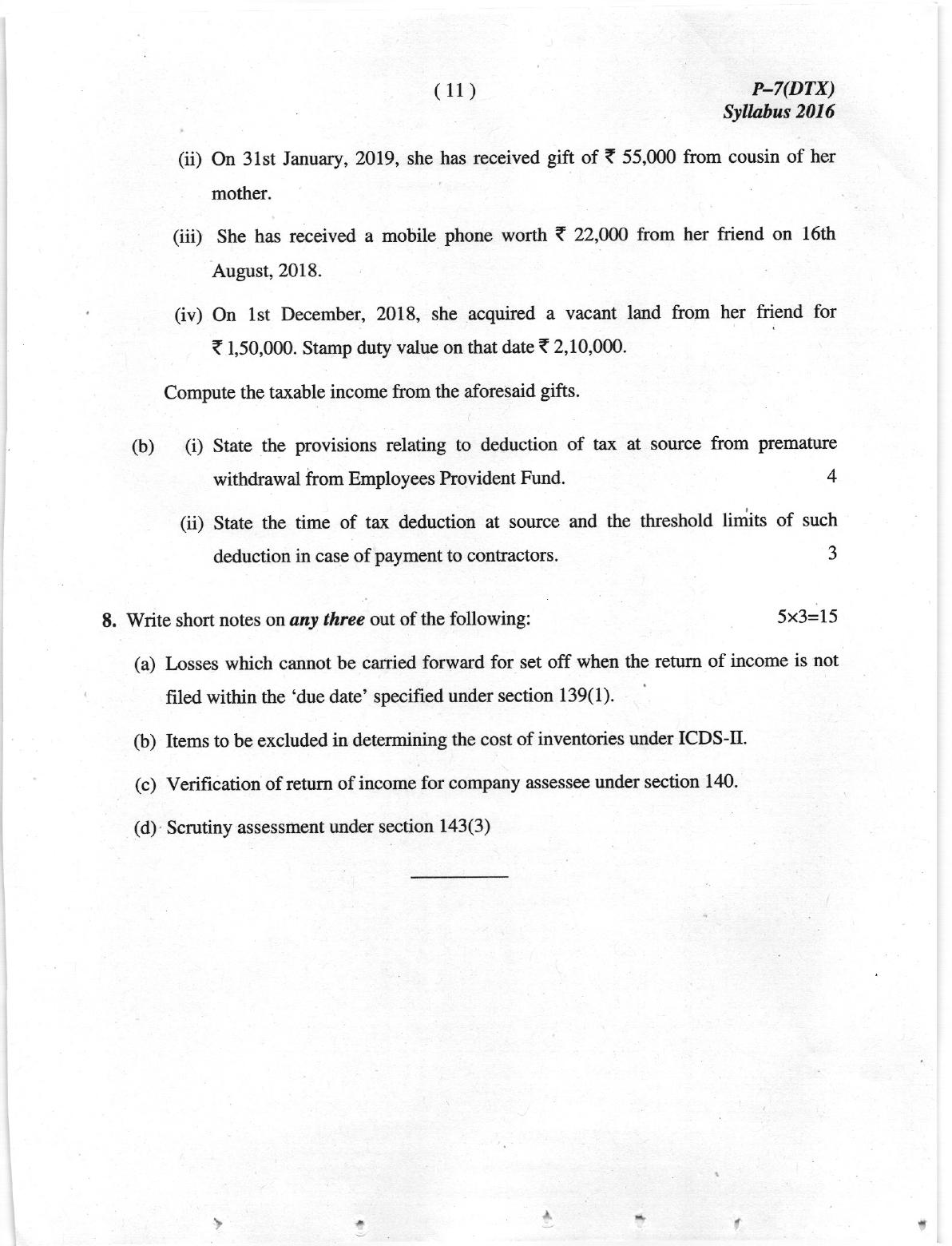 ICMAI June 2019 Direct Taxation Question Paper  - Page 11