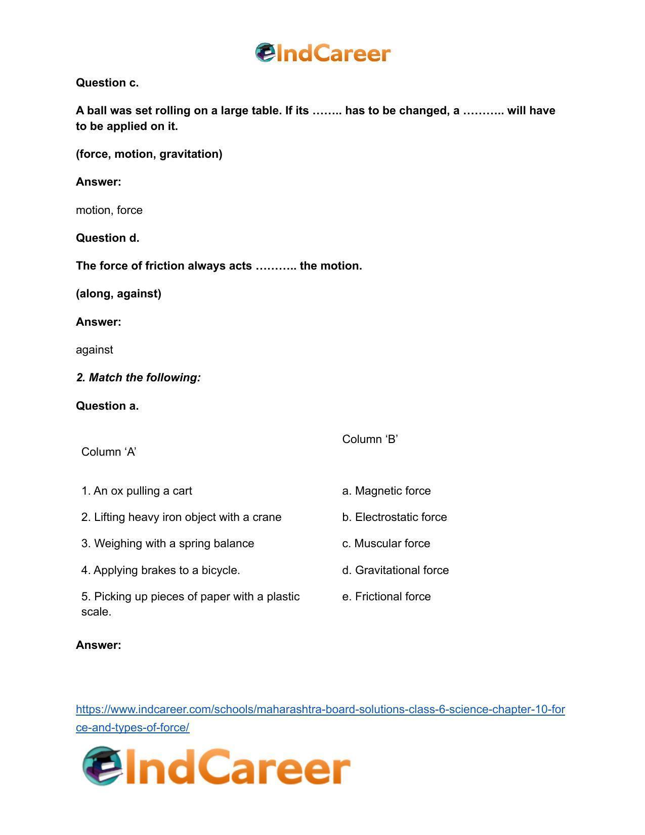 Maharashtra Board Solutions Class 6-Science: Chapter 10- Force and Types of Force - Page 3