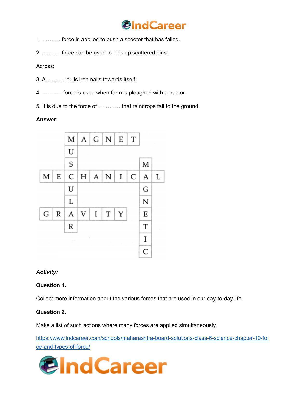 Maharashtra Board Solutions Class 6-Science: Chapter 10- Force and Types of Force - Page 10