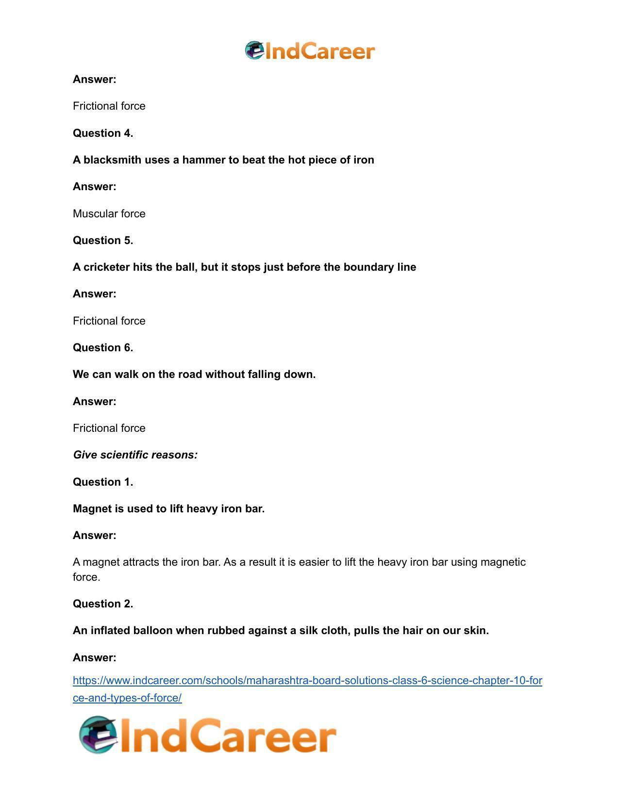 Maharashtra Board Solutions Class 6-Science: Chapter 10- Force and Types of Force - Page 13