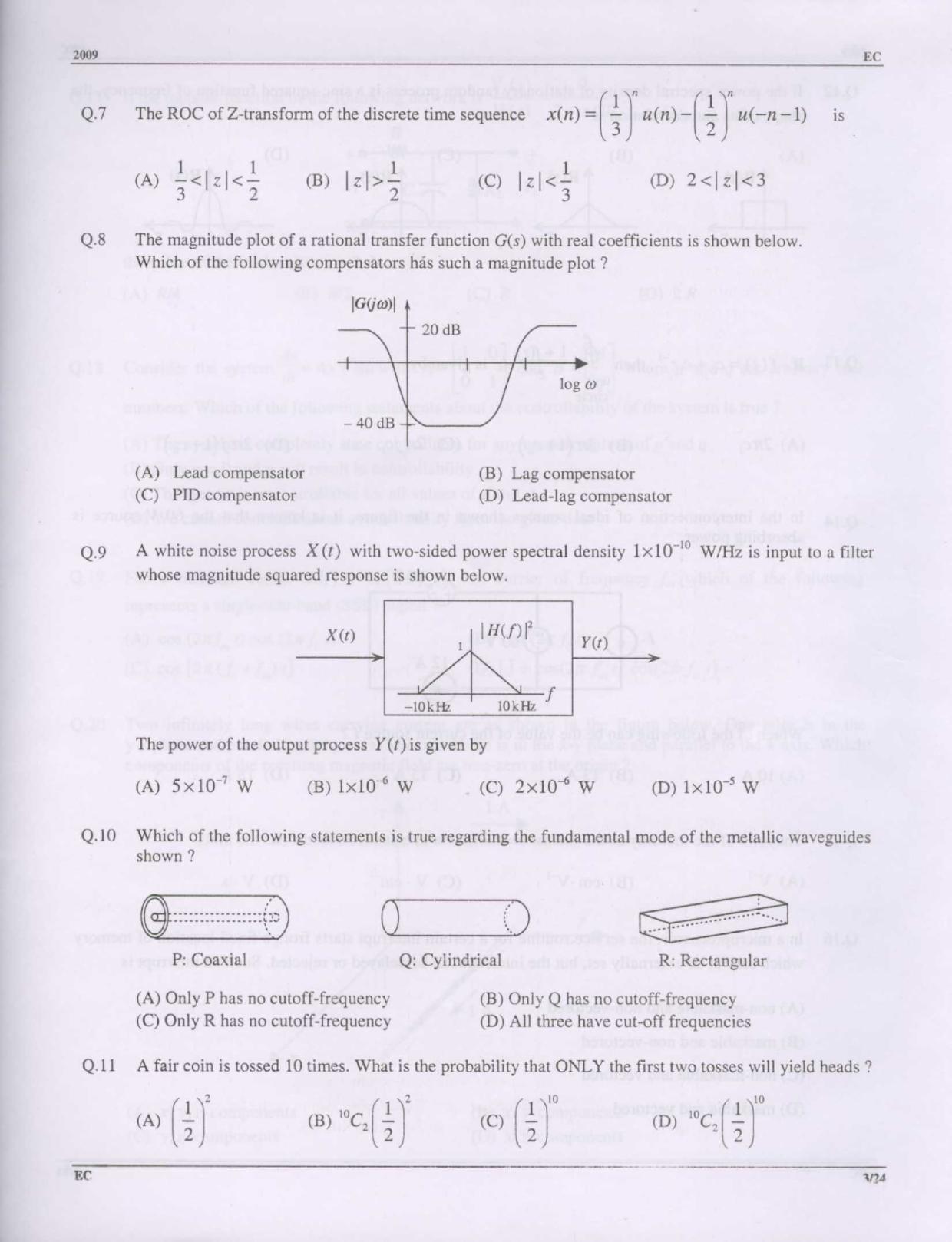 GATE 2009 Electronics and Communication Engineering (EC) Question Paper with Answer Key - Page 3