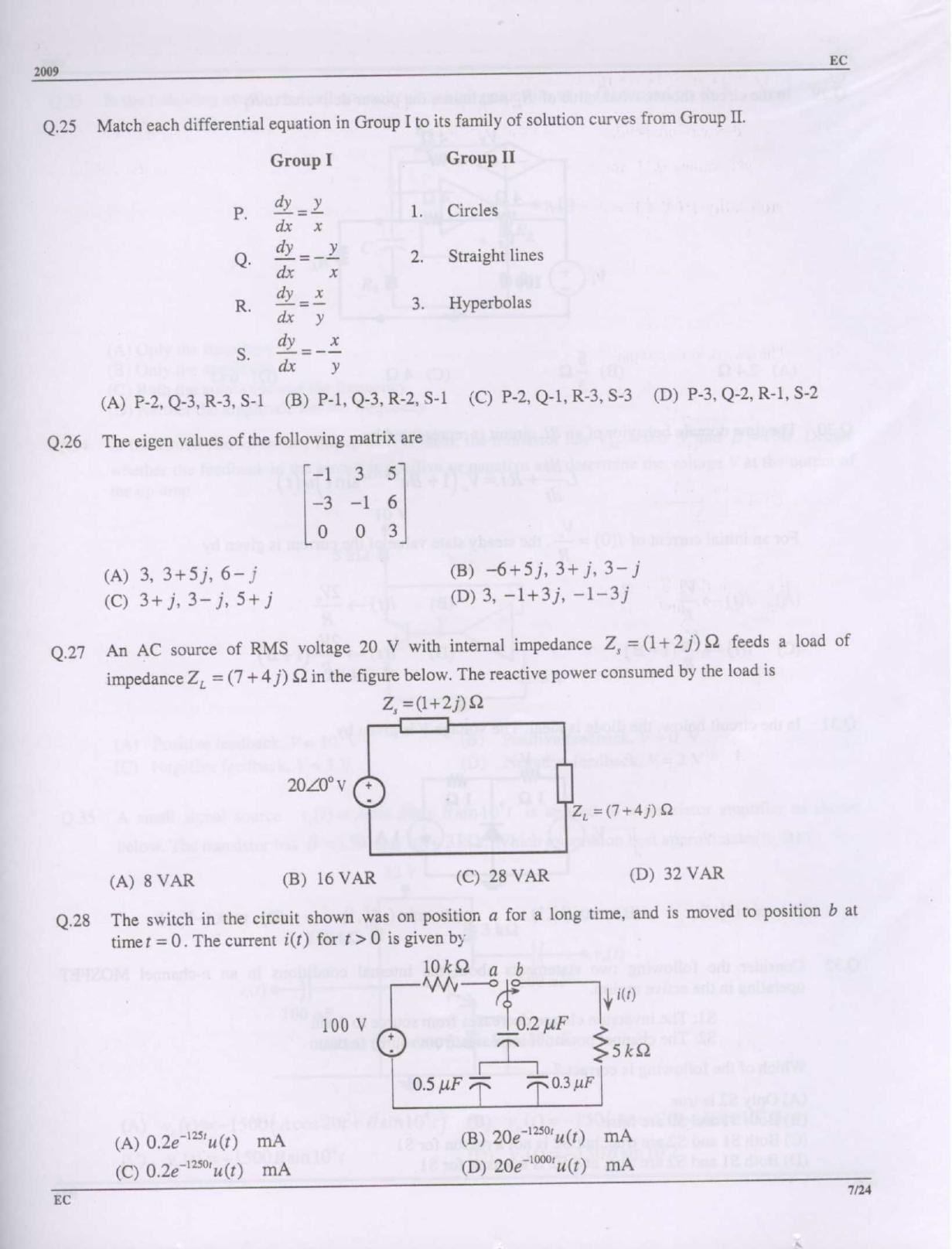 GATE 2009 Electronics and Communication Engineering (EC) Question Paper with Answer Key - Page 7