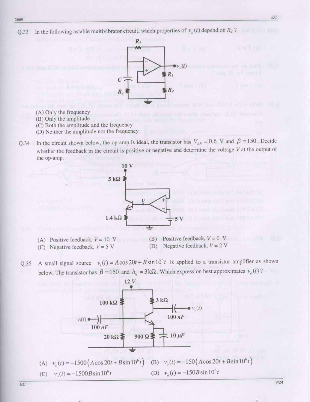 GATE 2009 Electronics and Communication Engineering (EC) Question Paper with Answer Key - Page 9