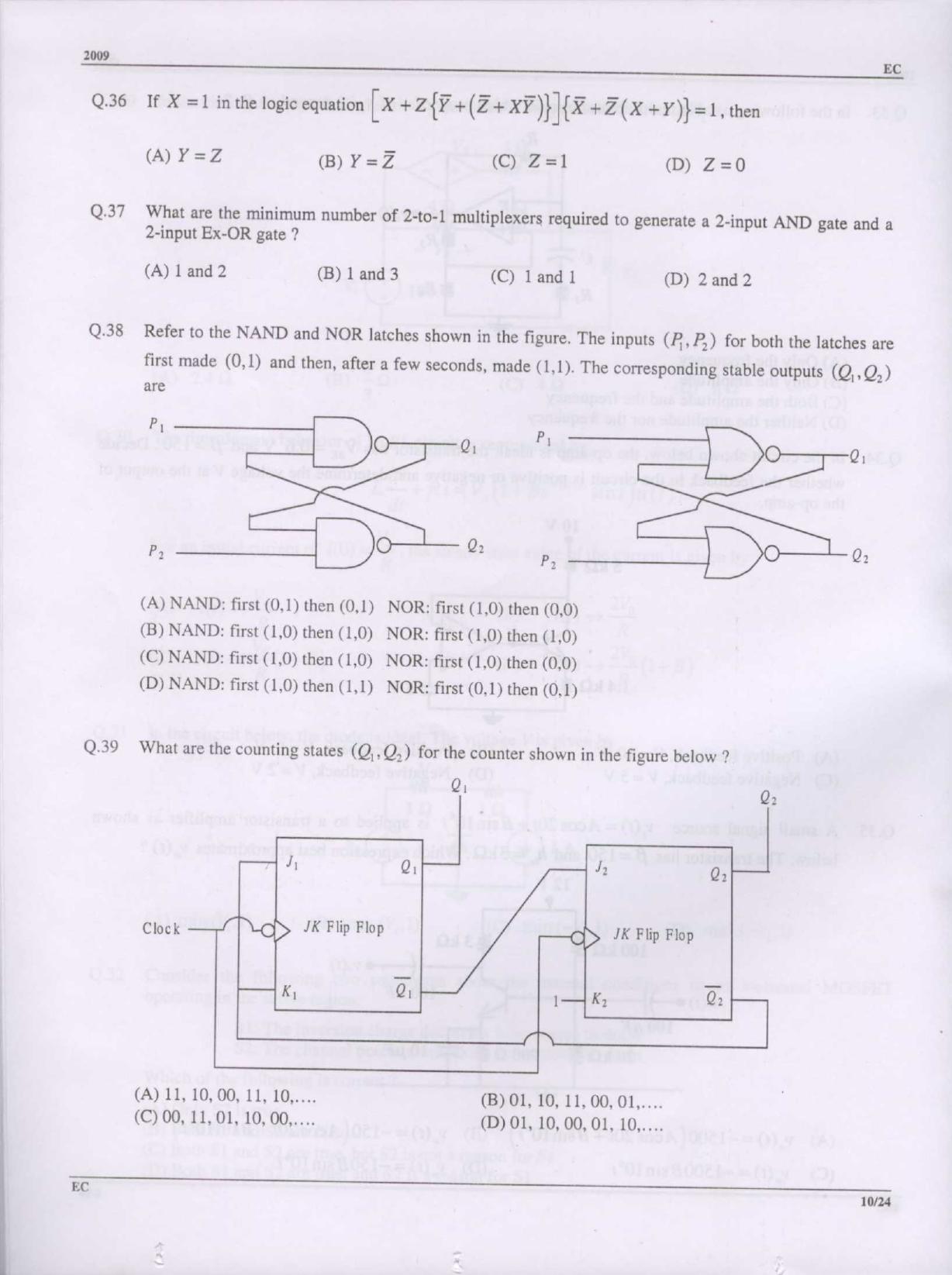 GATE 2009 Electronics and Communication Engineering (EC) Question Paper with Answer Key - Page 10
