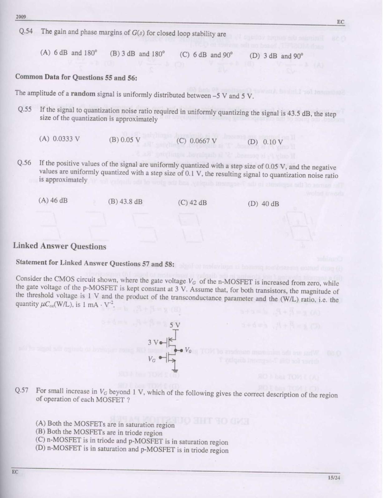 GATE 2009 Electronics and Communication Engineering (EC) Question Paper with Answer Key - Page 15