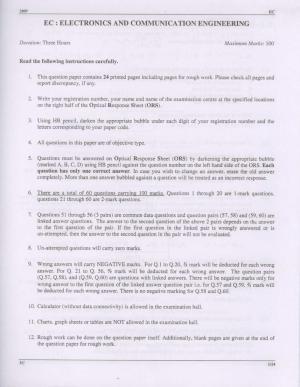 GATE 2009 Electronics and Communication Engineering (EC) Question Paper with Answer Key