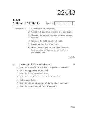 MSBTE Question Paper - 2019 - MEM