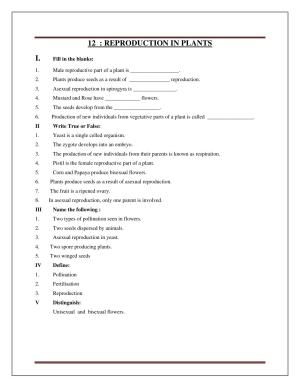 CBSE Worksheets for Class 7 Science Reproduction In Plants Assignment