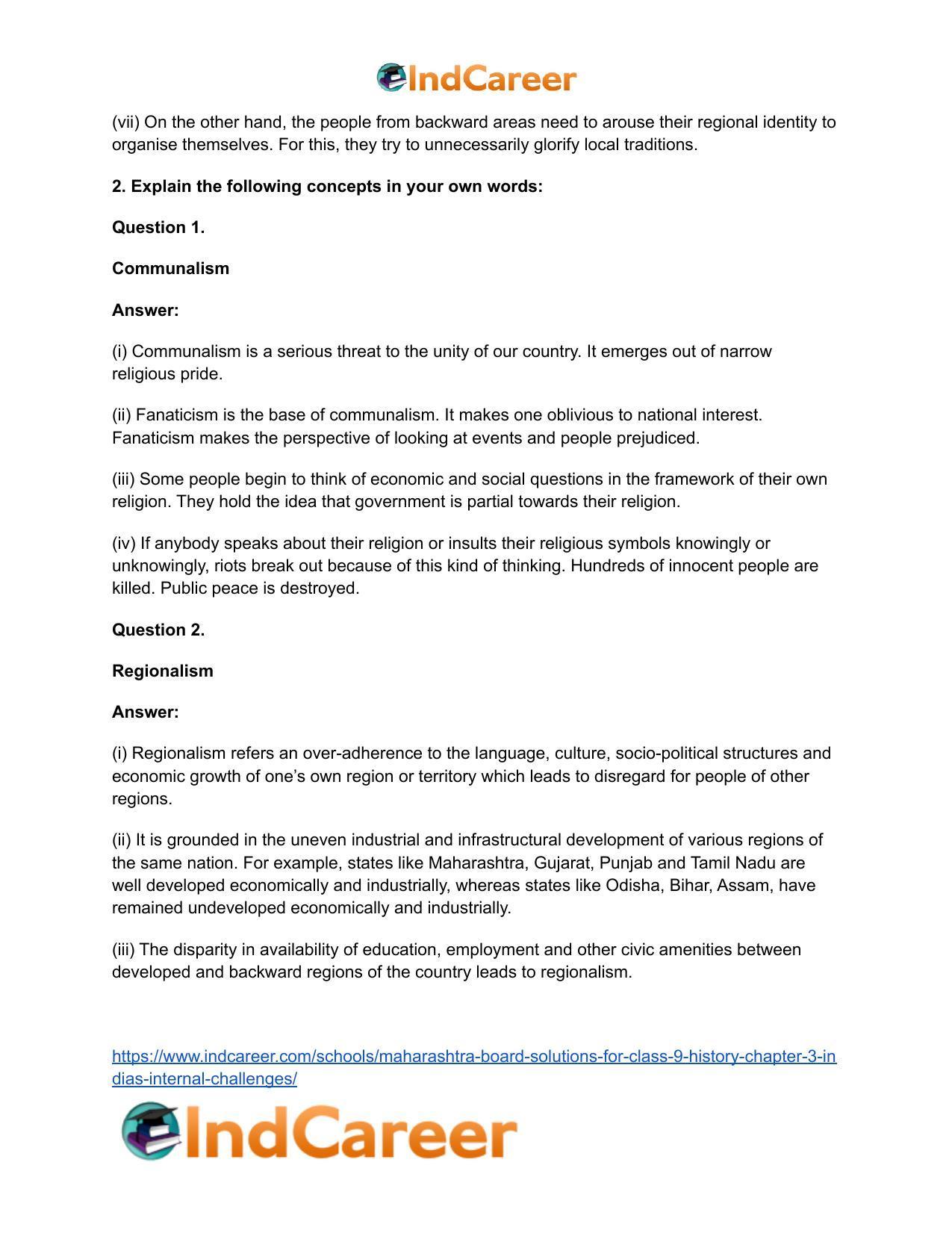 Maharashtra Board Solutions for Class 9- History: Chapter 3- India’s Internal Challenges - Page 4