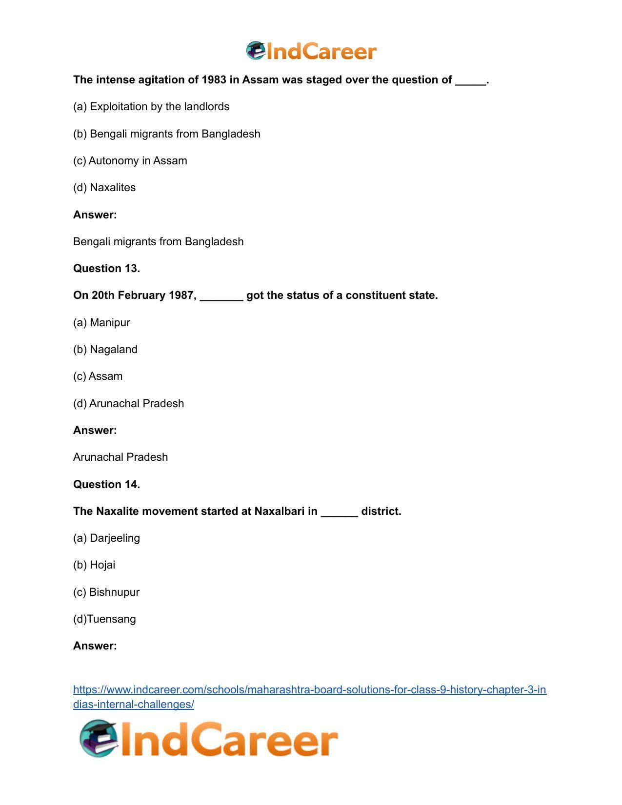 Maharashtra Board Solutions for Class 9- History: Chapter 3- India’s Internal Challenges - Page 11