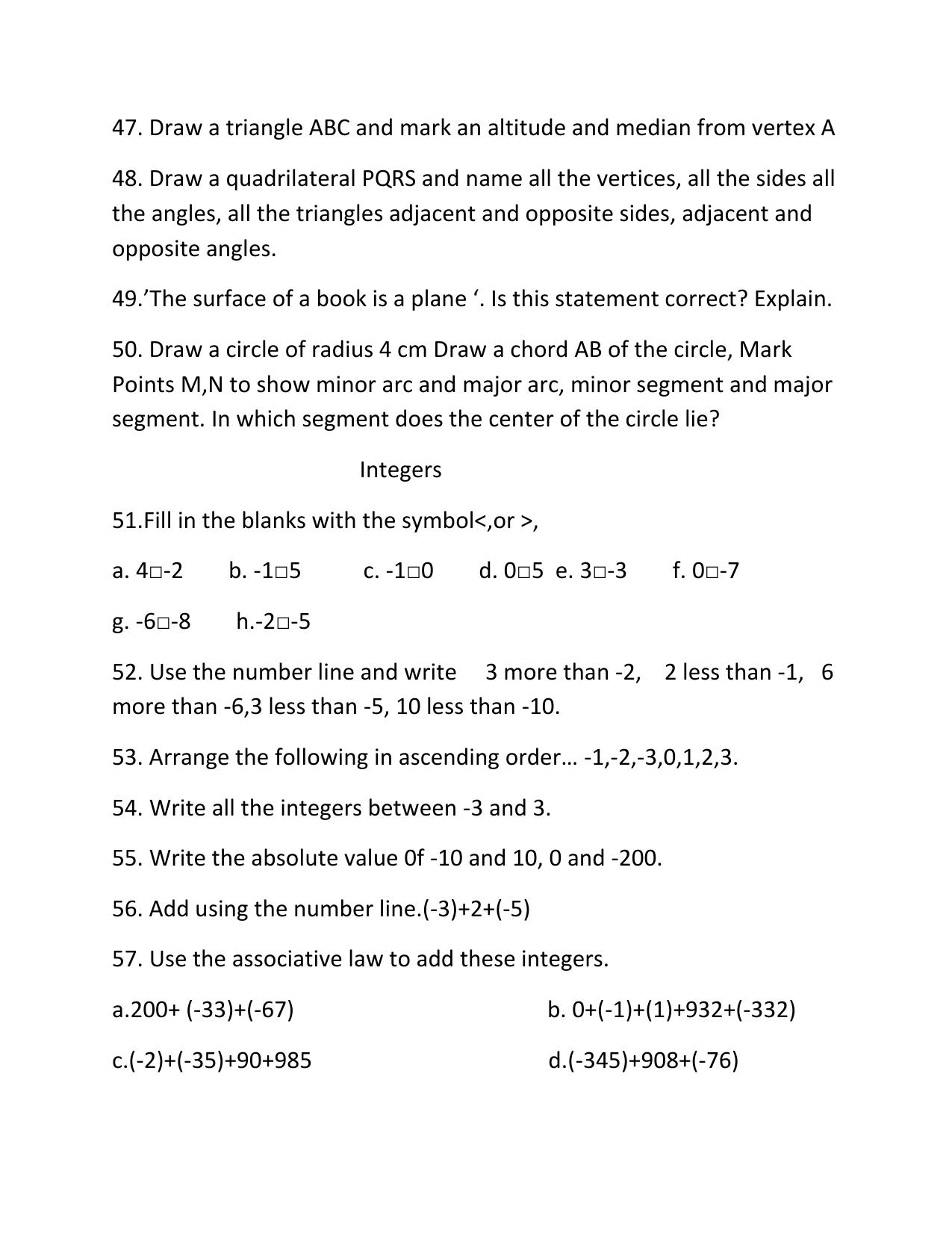 CBSE Worksheets for Class 6 Maths Assignment 2 - Page 7