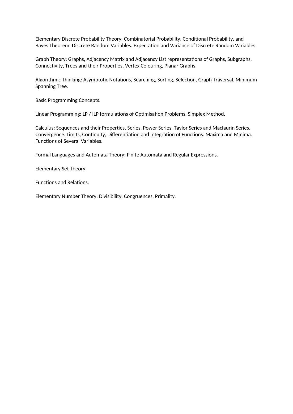 ISI Admission Test M.Tech.(CrS) Syllabus - Page 2