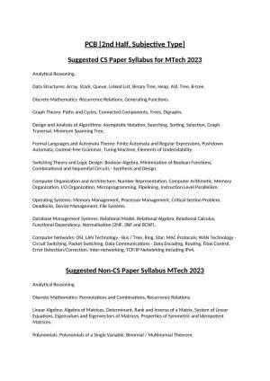 ISI Admission Test M.Tech.(CrS) Syllabus