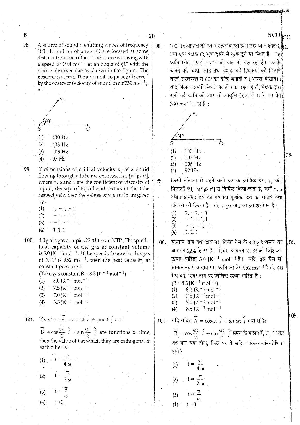 NEET Code B 2015 Question Paper - Page 20