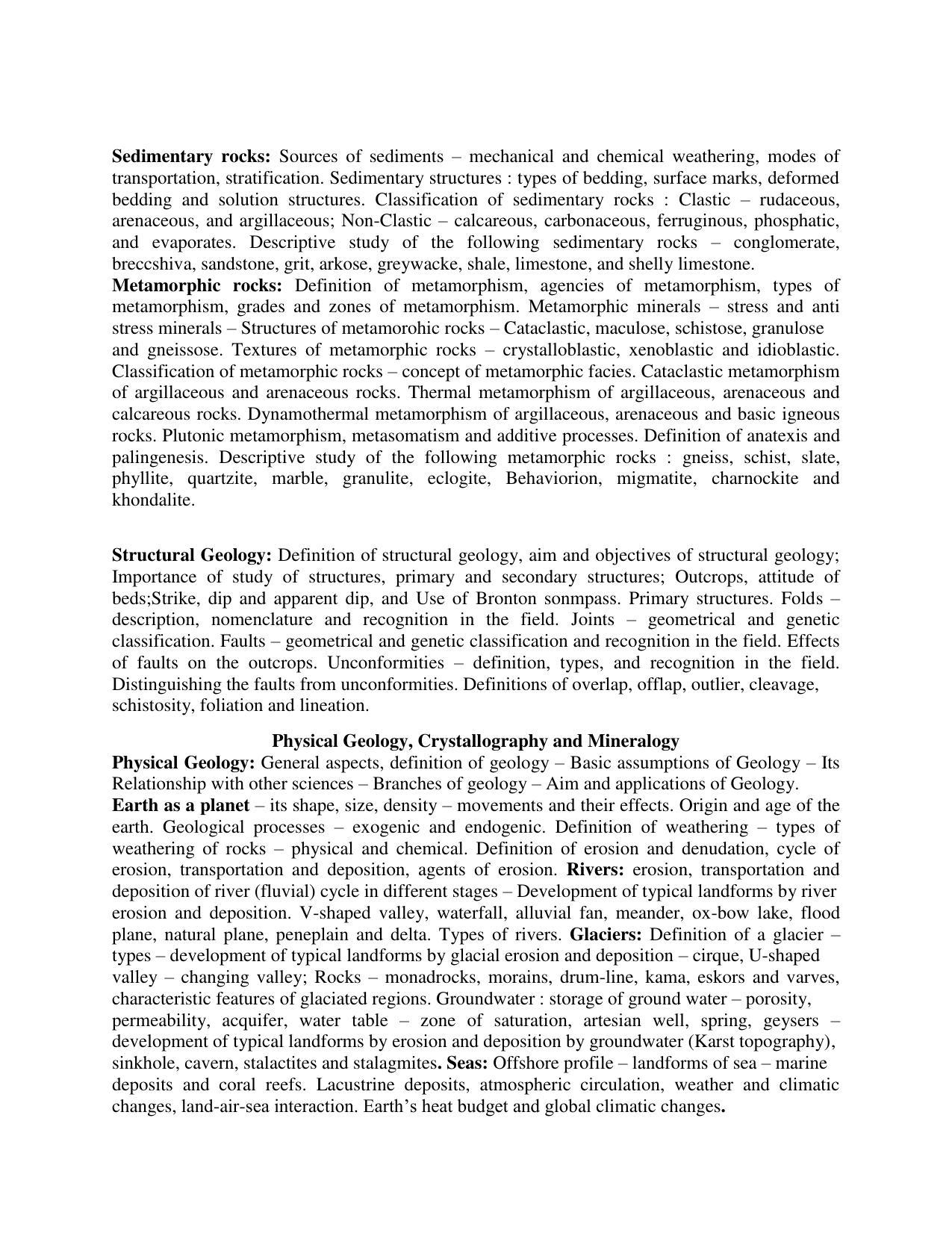 AP PGCET GEOLOGY Syllabus - Page 2