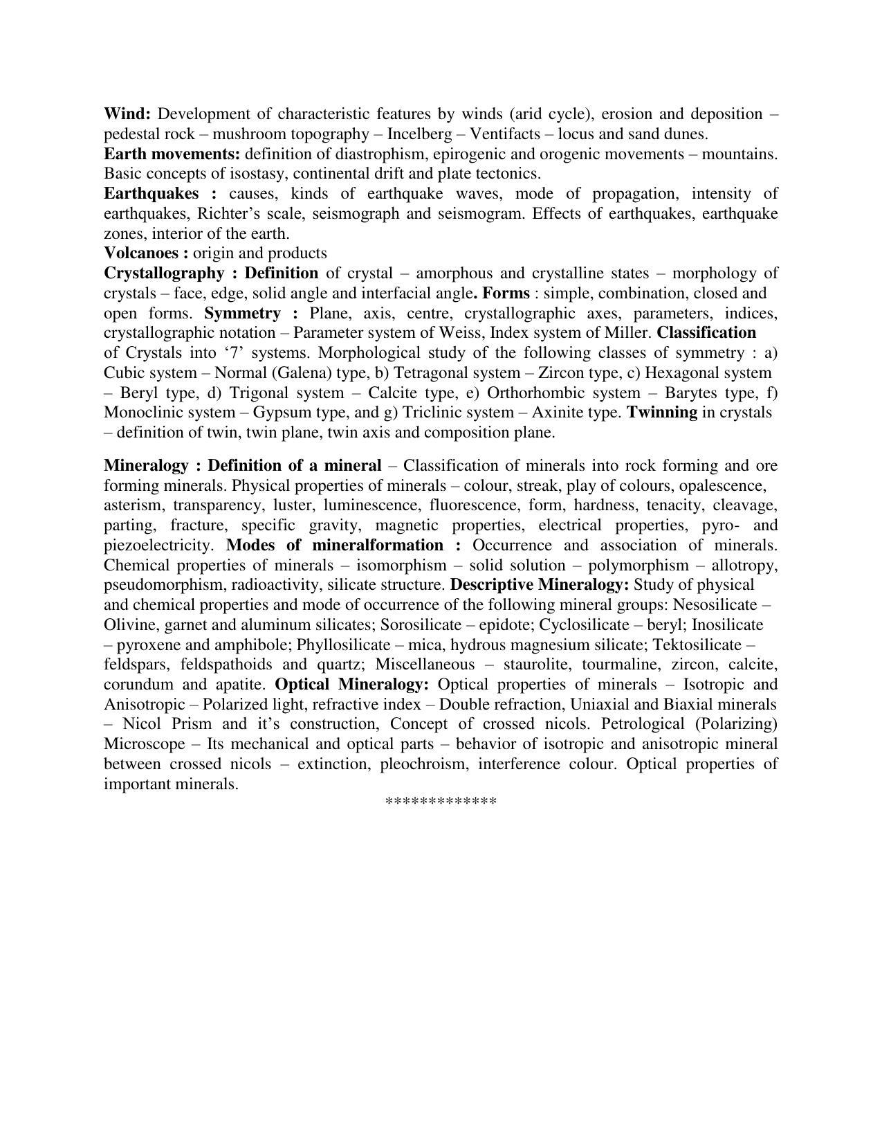 AP PGCET GEOLOGY Syllabus - Page 3