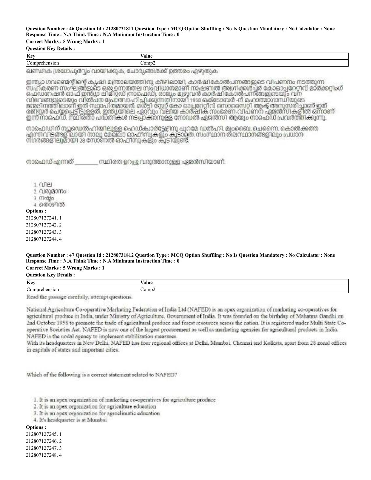 CUET 2023 English Malayalam Shift 3 Question Papers - Page 47