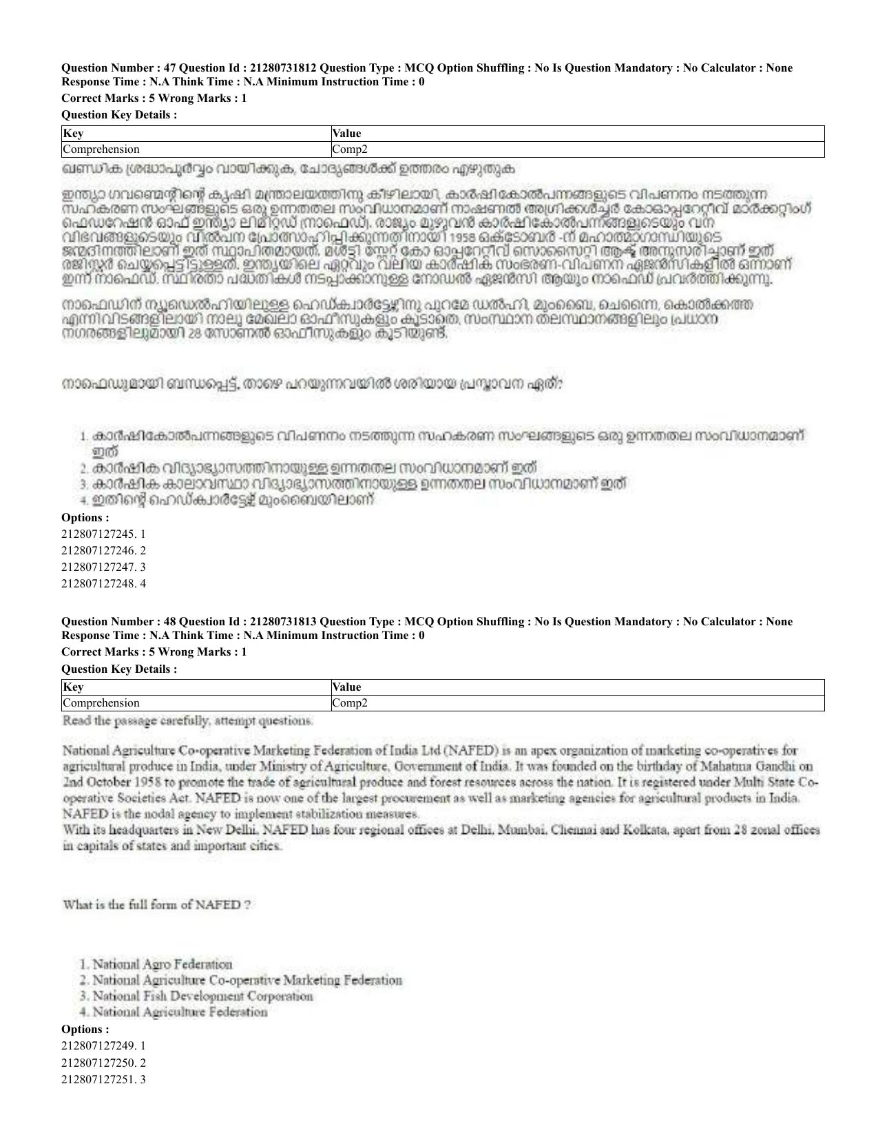 CUET 2023 English Malayalam Shift 3 Question Papers - Page 48