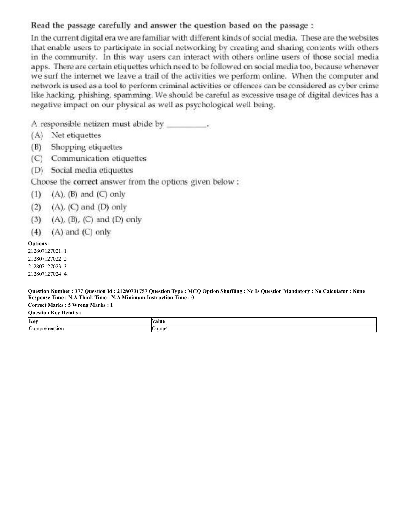 CUET 2023 English Malayalam Shift 3 Question Papers - Page 209