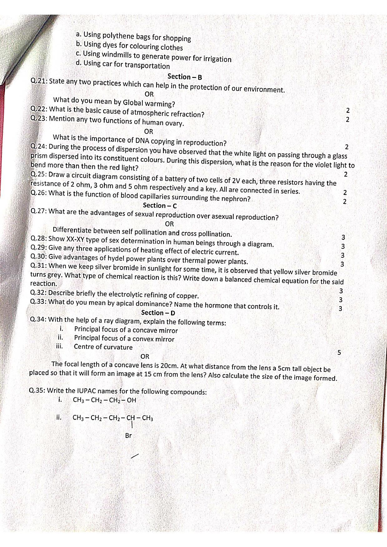 JKBOSE Class 10 Science Model Question Paper 2023 - Page 5