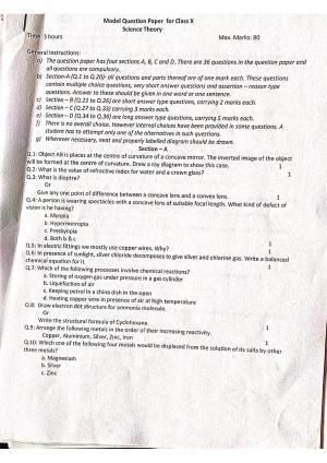 JKBOSE Class 10 Science Model Question Paper 2023