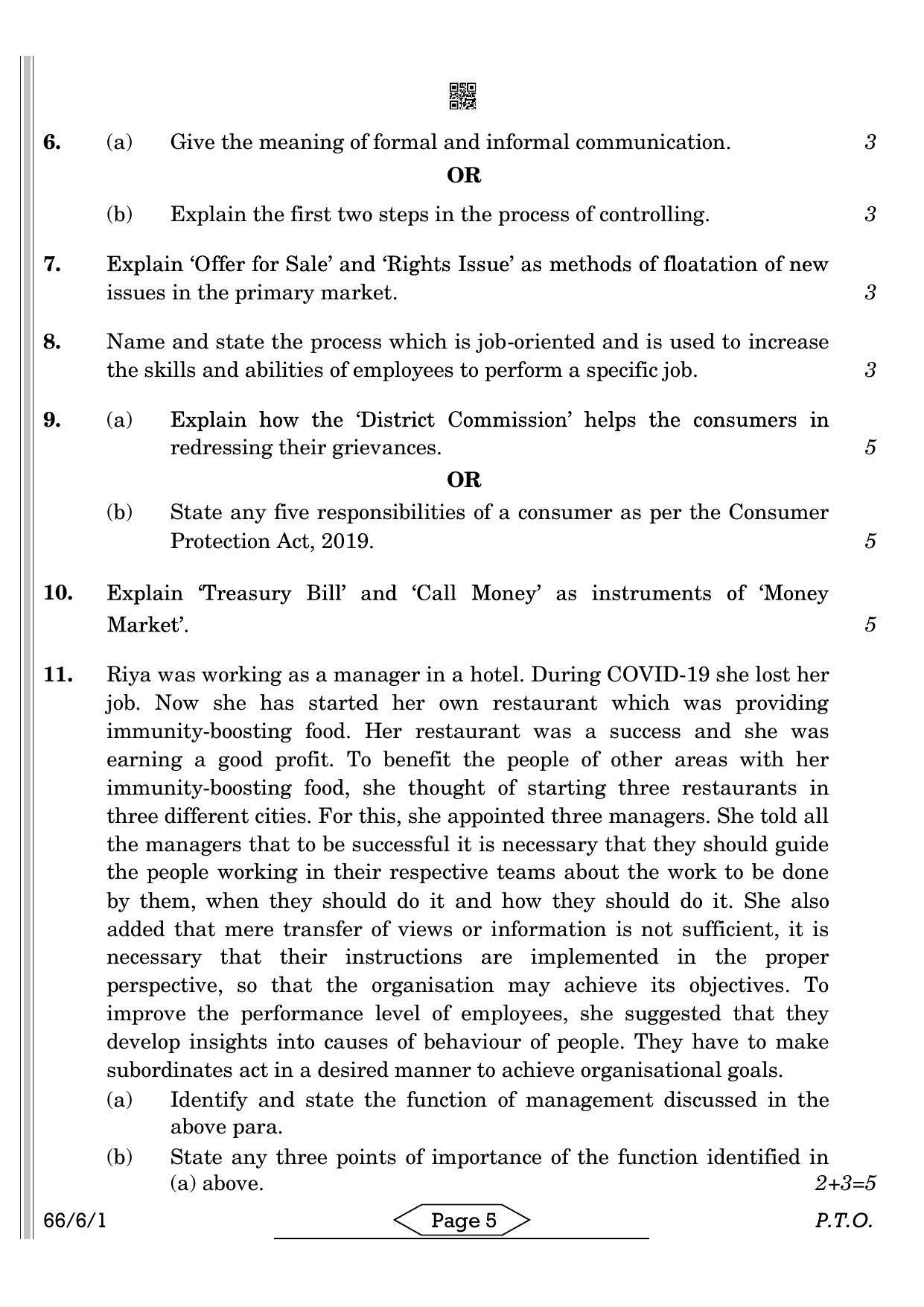 CBSE Class 12 66-6-1 BST 2022 Compartment Question Paper - Page 5