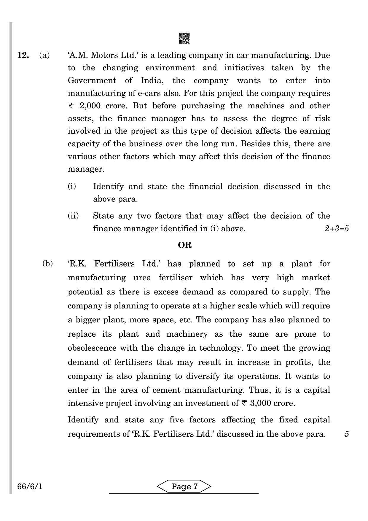 CBSE Class 12 66-6-1 BST 2022 Compartment Question Paper - Page 7