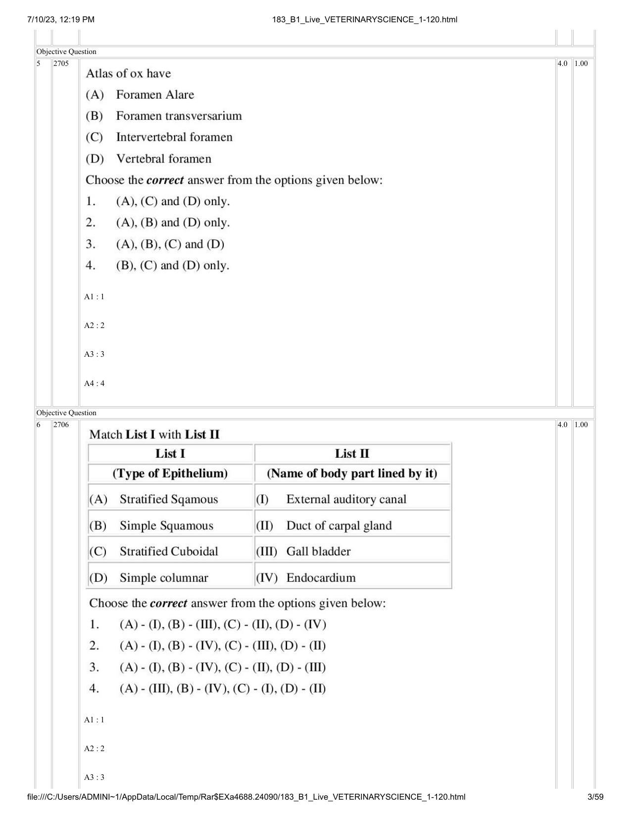 ICAR AIEEA PG 2023 VETERINARY SCIENCE Question Paper - Page 3