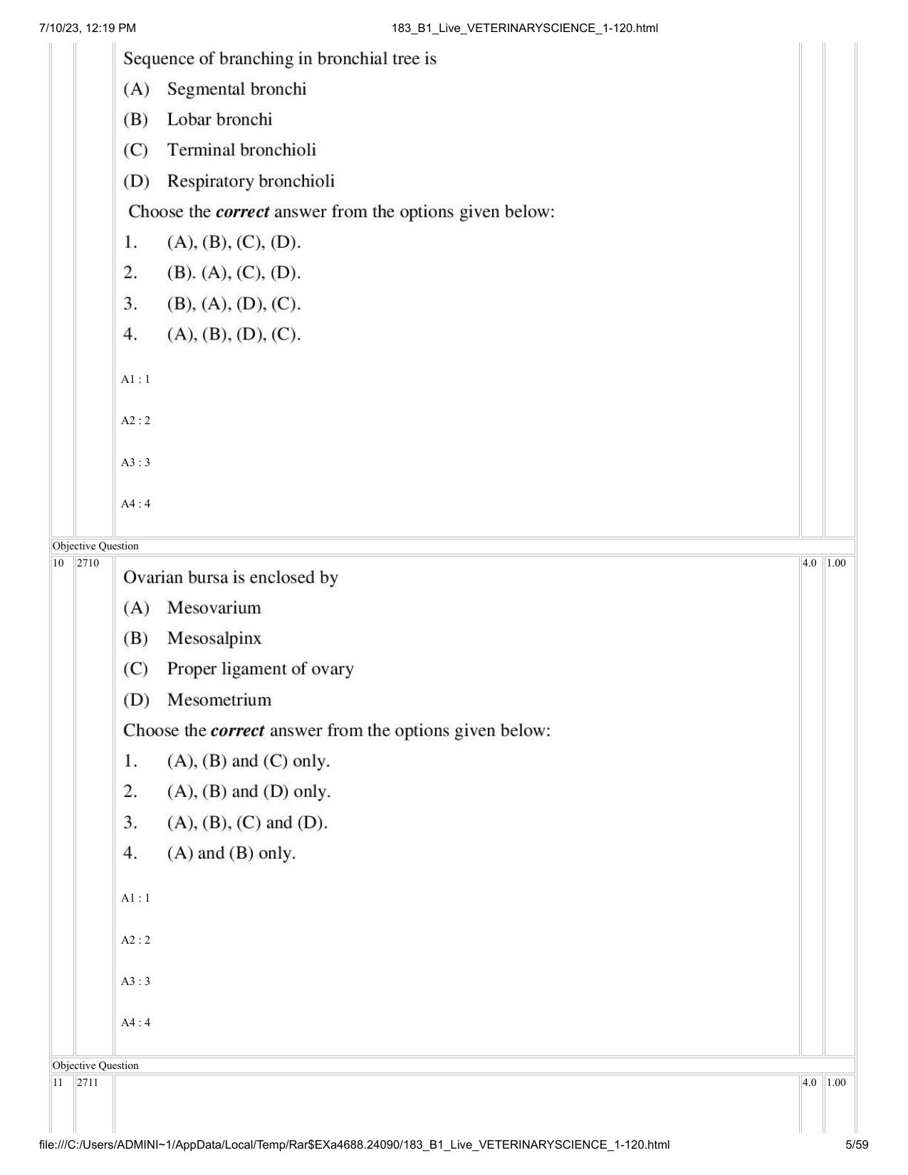 ICAR AIEEA PG 2023 VETERINARY SCIENCE Question Paper - Page 5