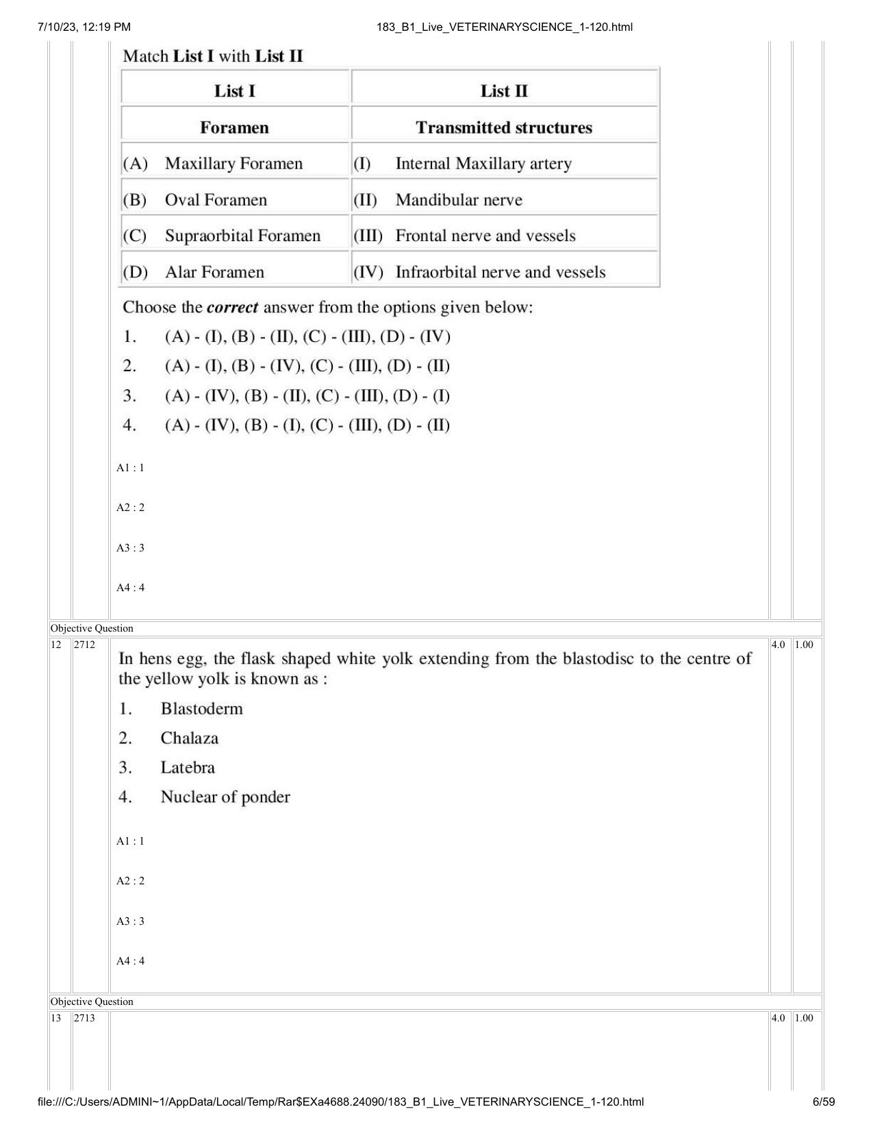 ICAR AIEEA PG 2023 VETERINARY SCIENCE Question Paper - Page 6