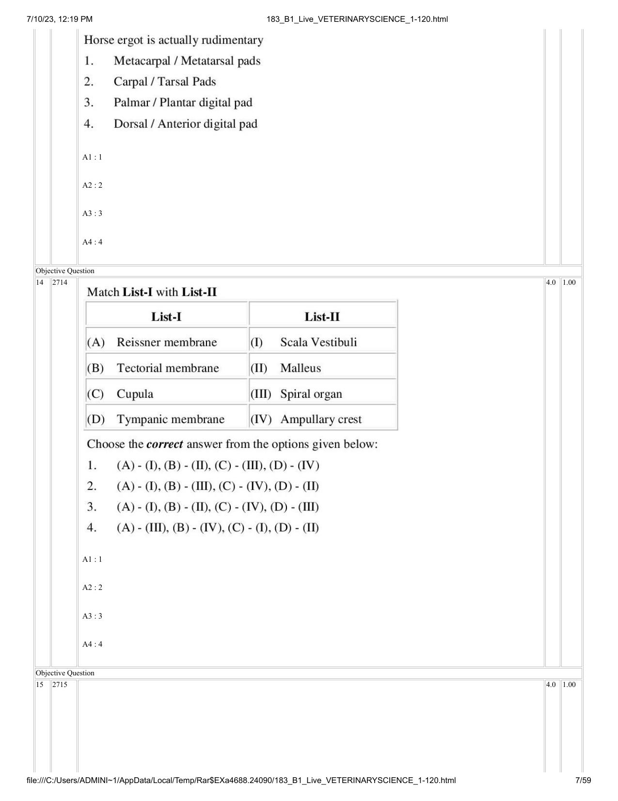 ICAR AIEEA PG 2023 VETERINARY SCIENCE Question Paper - Page 7