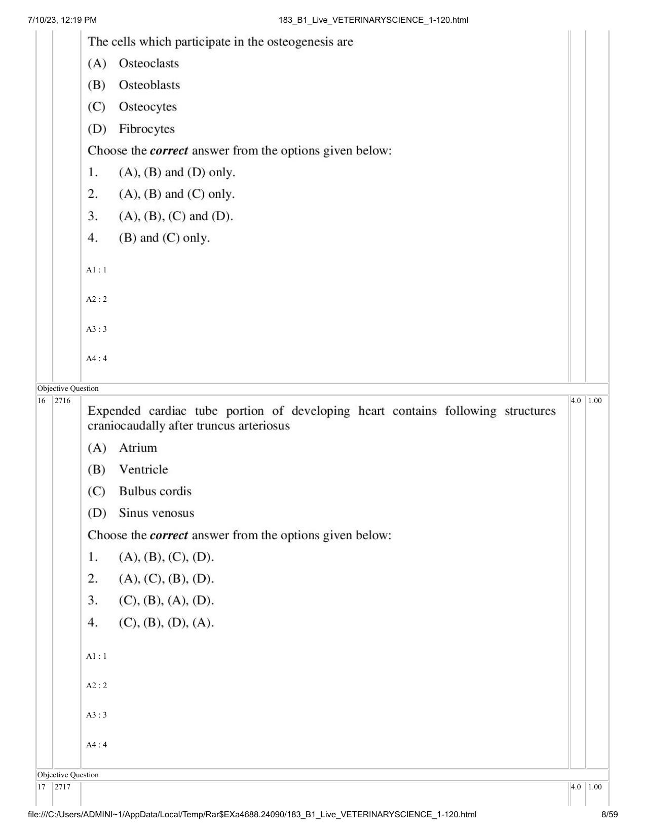 ICAR AIEEA PG 2023 VETERINARY SCIENCE Question Paper - Page 8