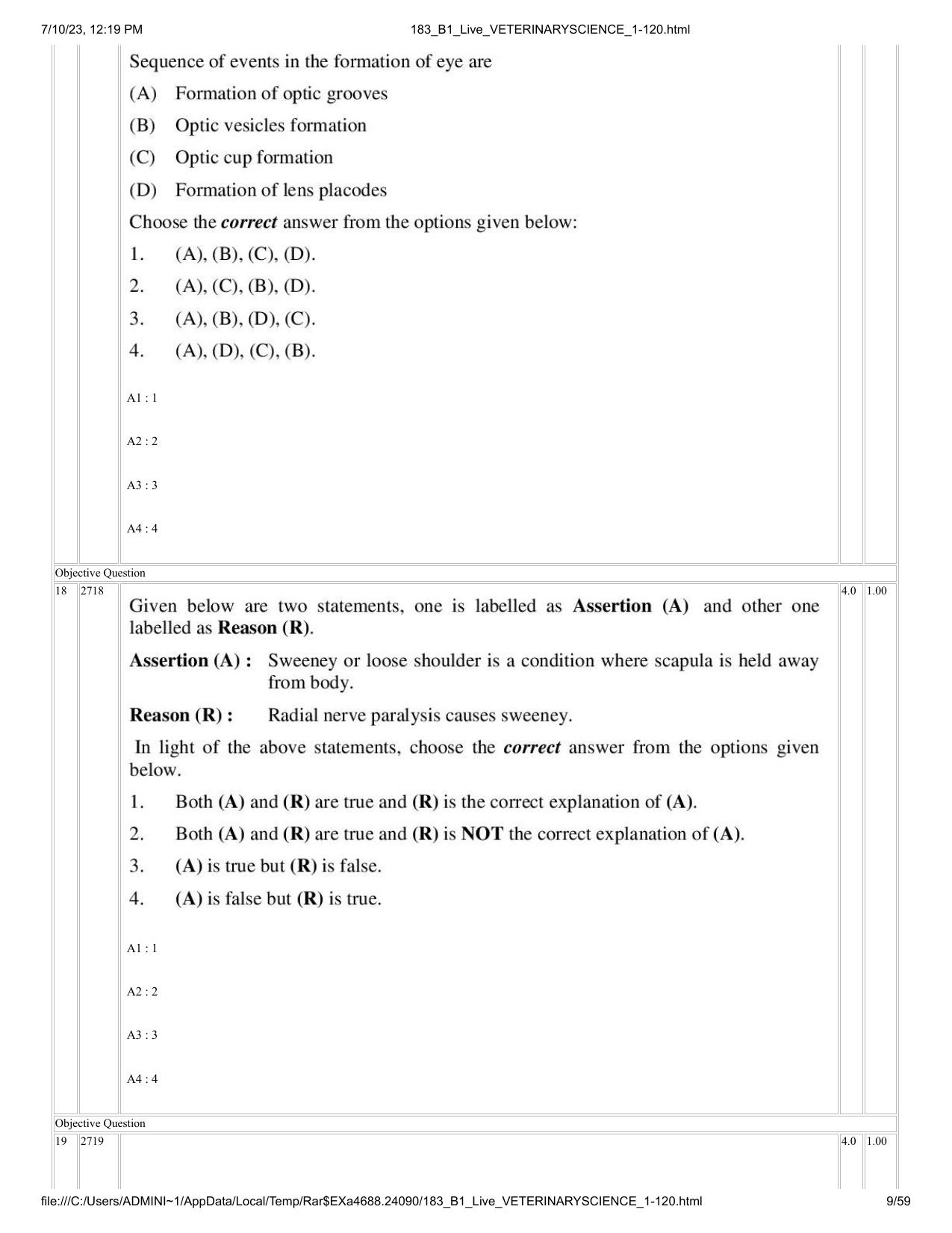 ICAR AIEEA PG 2023 VETERINARY SCIENCE Question Paper - Page 9