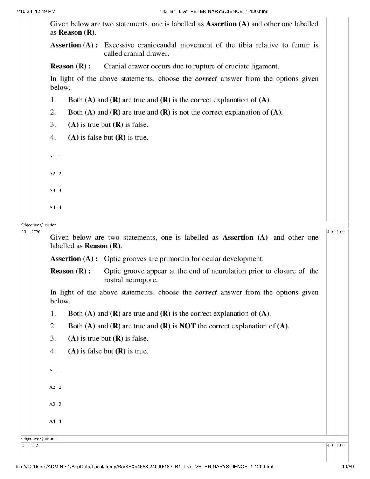 ICAR AIEEA PG 2023 VETERINARY SCIENCE Question Paper - Page 10