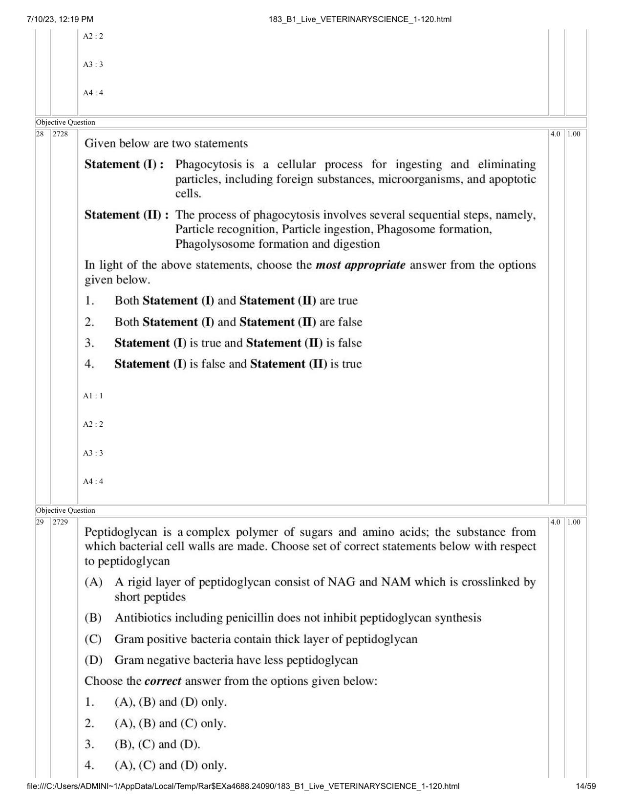 ICAR AIEEA PG 2023 VETERINARY SCIENCE Question Paper - Page 14