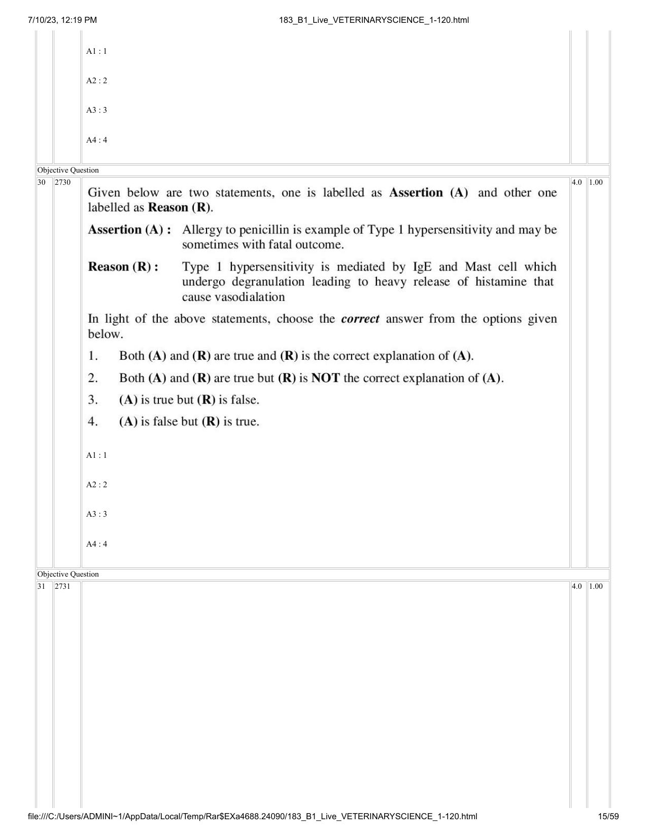 ICAR AIEEA PG 2023 VETERINARY SCIENCE Question Paper - Page 15