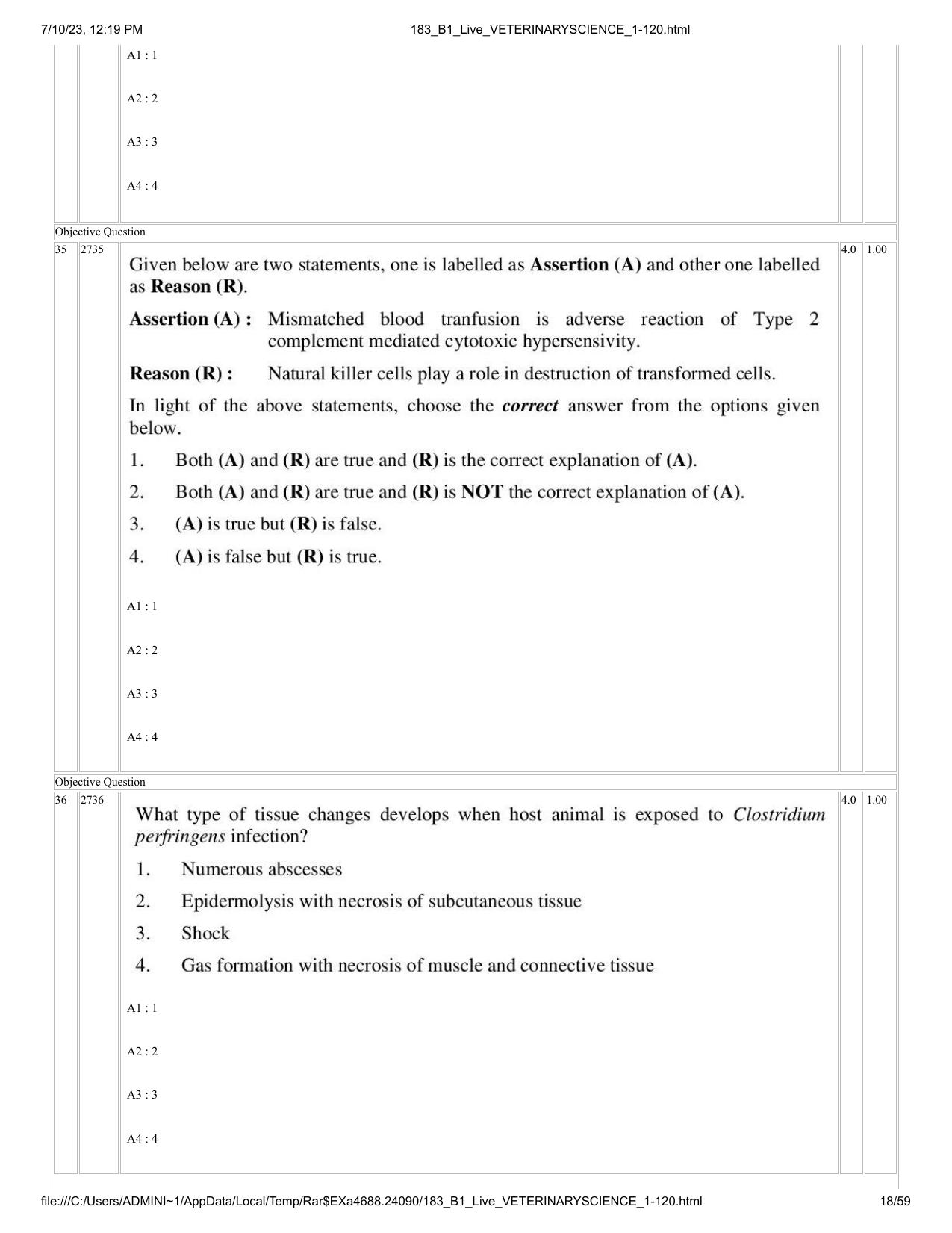 ICAR AIEEA PG 2023 VETERINARY SCIENCE Question Paper - Page 18