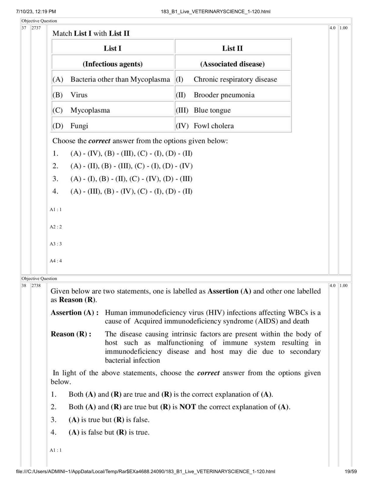ICAR AIEEA PG 2023 VETERINARY SCIENCE Question Paper - Page 19