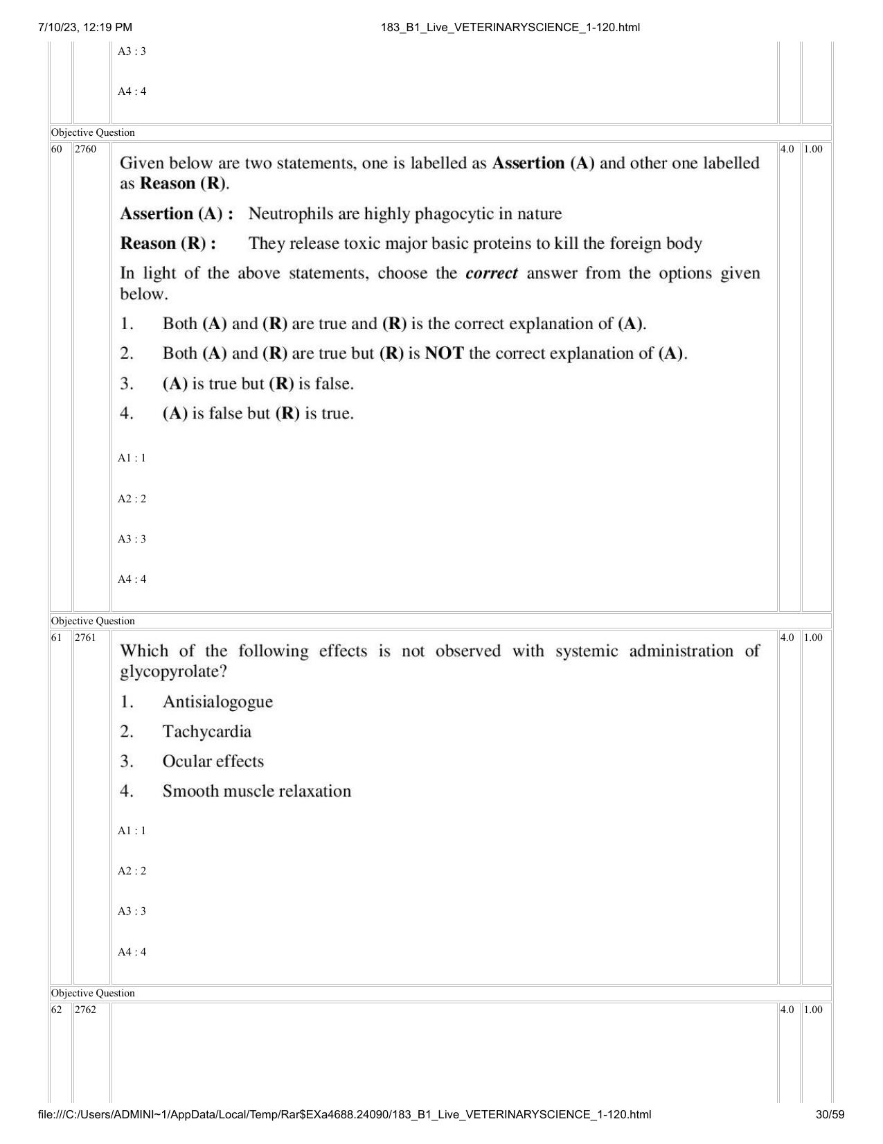ICAR AIEEA PG 2023 VETERINARY SCIENCE Question Paper - Page 30