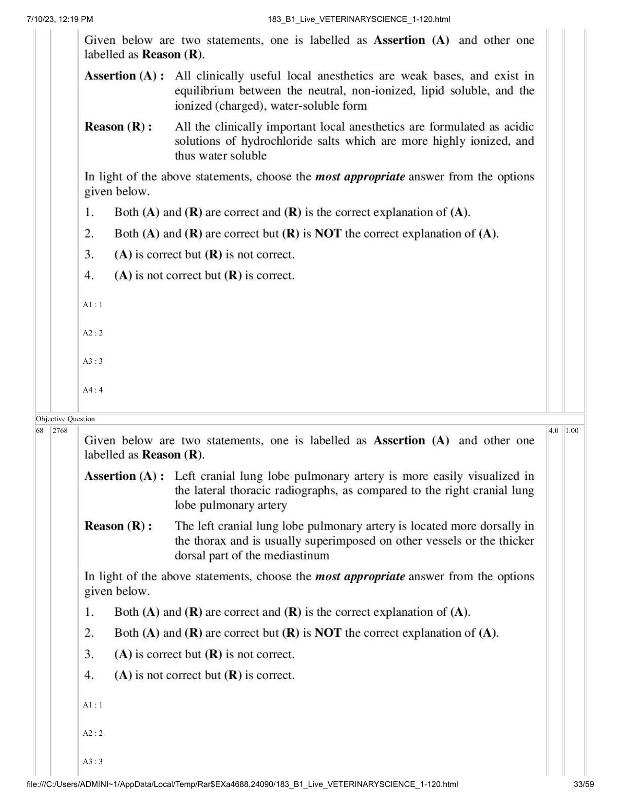 ICAR AIEEA PG 2023 VETERINARY SCIENCE Question Paper - Page 33