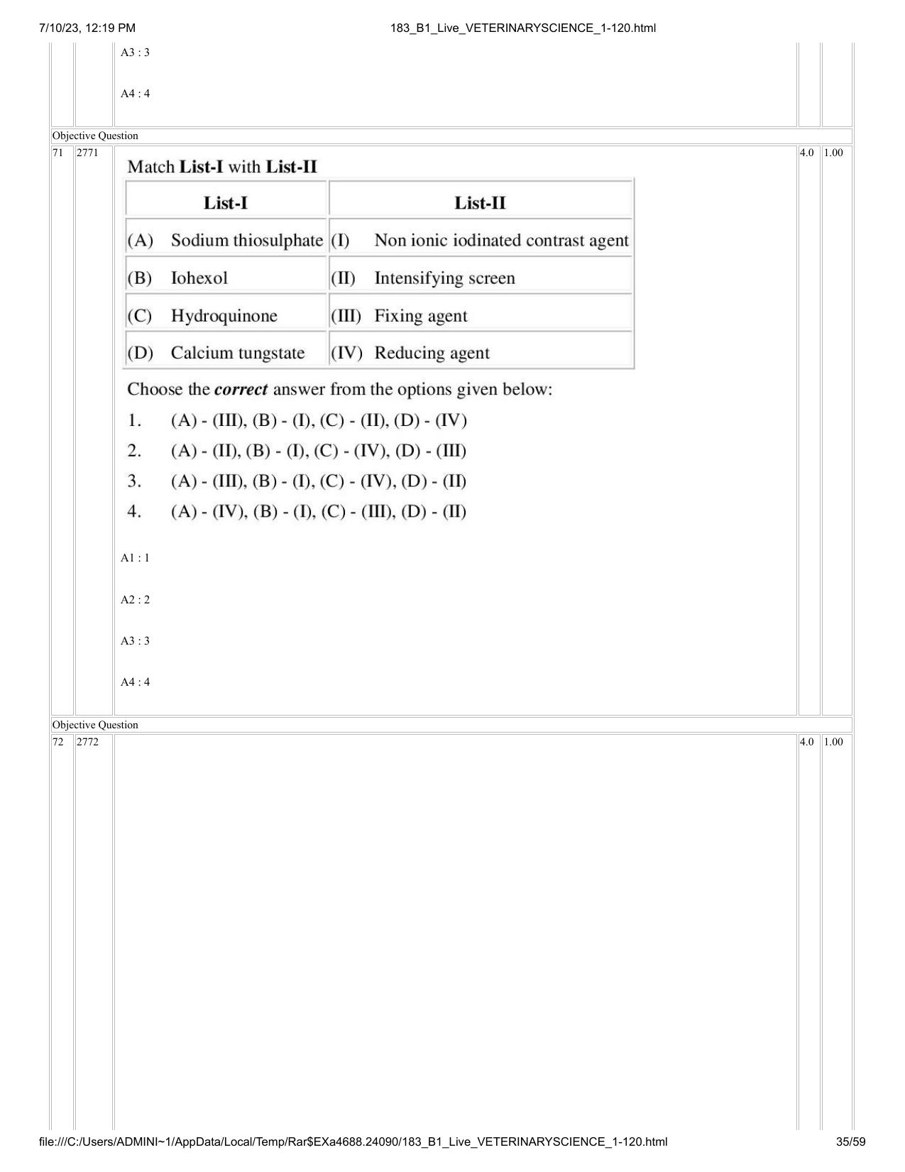ICAR AIEEA PG 2023 VETERINARY SCIENCE Question Paper - Page 35