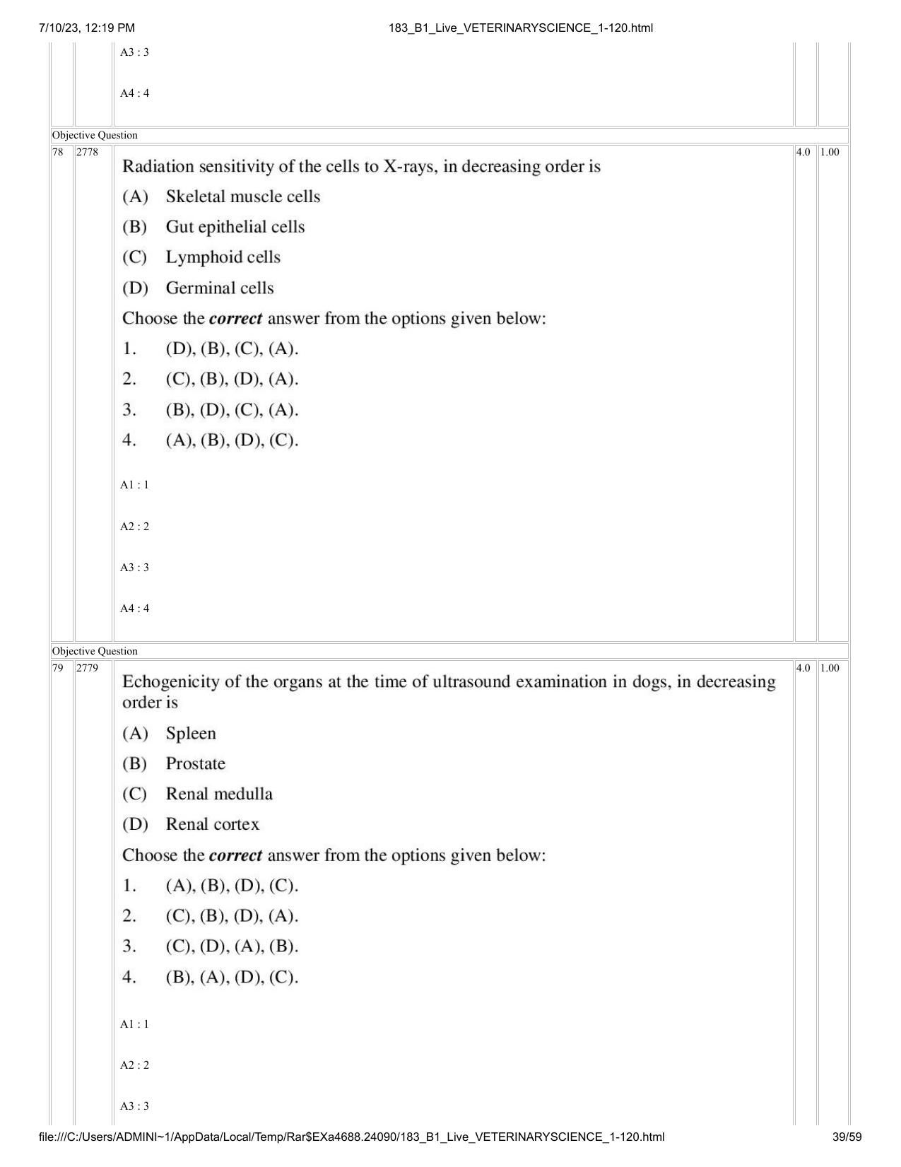 ICAR AIEEA PG 2023 VETERINARY SCIENCE Question Paper - Page 39