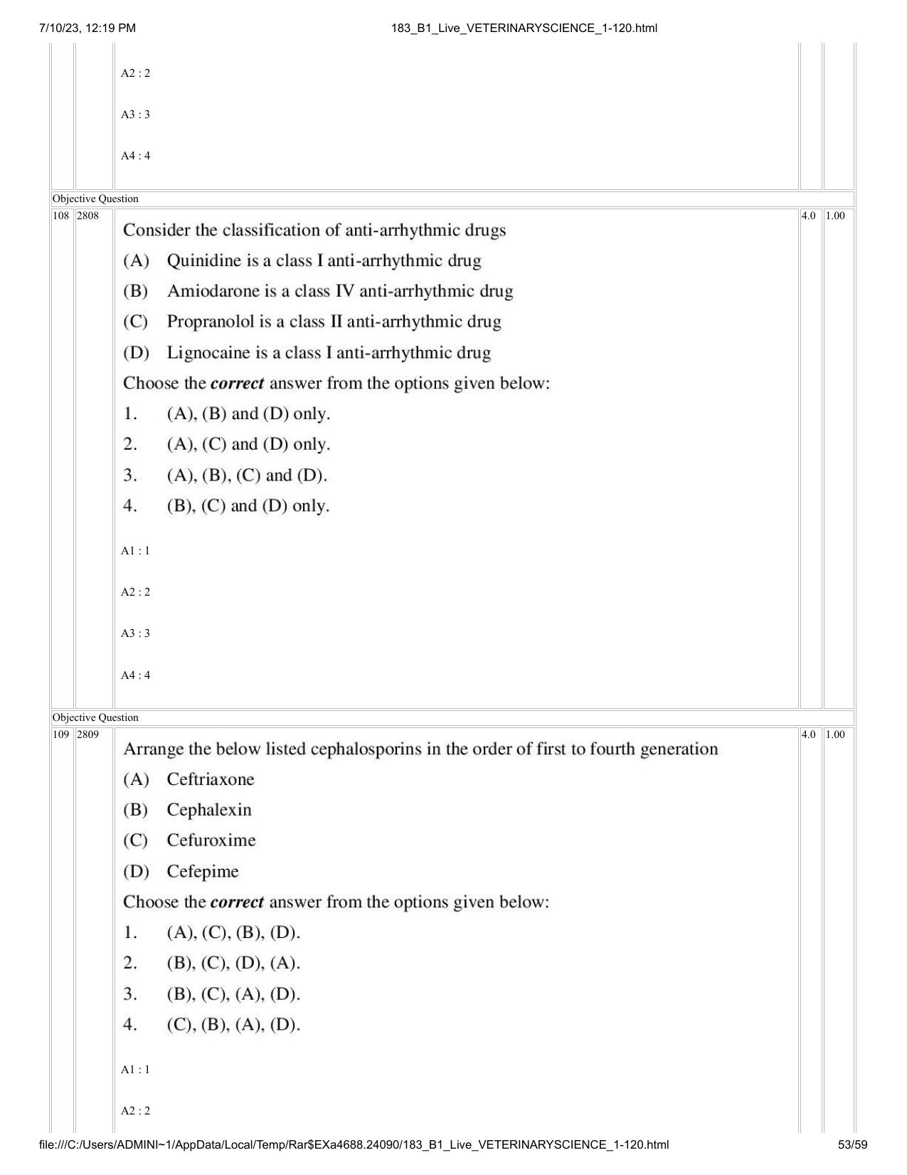 ICAR AIEEA PG 2023 VETERINARY SCIENCE Question Paper - Page 53